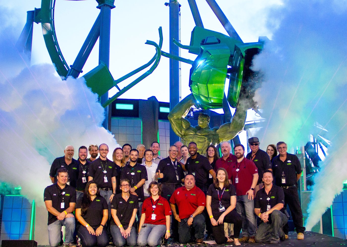 Incredible Hulk Coaster — project team at reopening